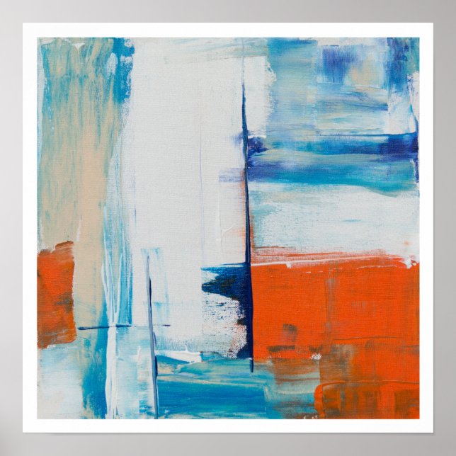 Abstract Blue and Orange Modern Art Poster (Front)