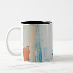Abstract Blue and Orange Modern Art Two-Tone Coffee Mug