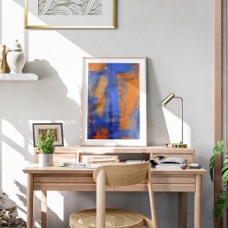 Abstract Blue and Orange Wall Art