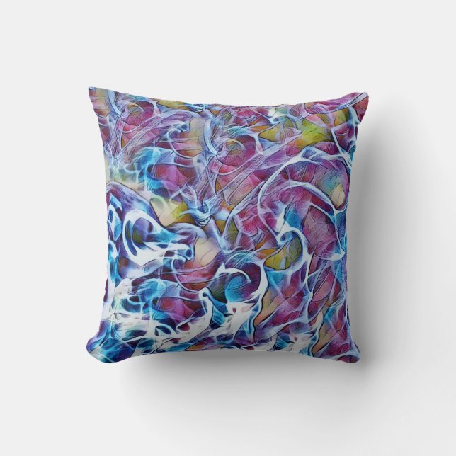 Abstract Blue and Pink Art Pillow (Front)