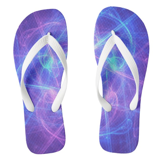 Abstract Blue and Pink Swirly Fractal Thongs (Footbed)