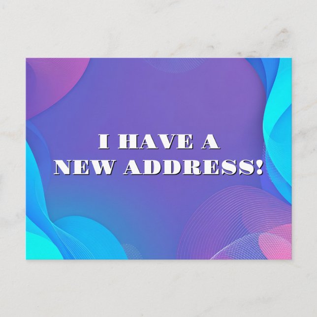 Abstract Blue and Pink Waves New Address Postcard (Front)