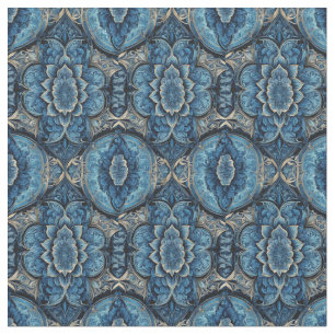 Abstract Blue and Silver Floral Fabric