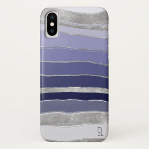 Abstract Blue and Silver Personalised iPhone X Case
