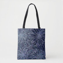 Abstract Blue and White Coastal Floral