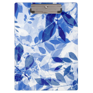 Abstract Blue and White Leaves Clipboard