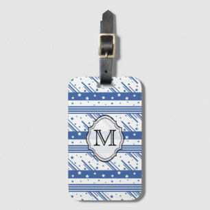 Abstract blue and white luggage tag