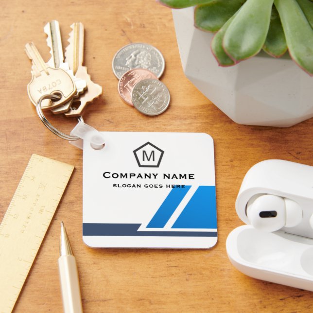 Abstract Blue and White Professional Keychain (Desk)