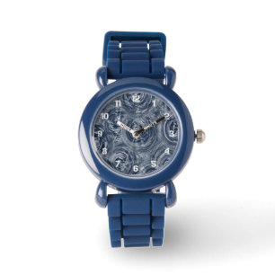 Abstract Blue and White Swirl Pattern Watch