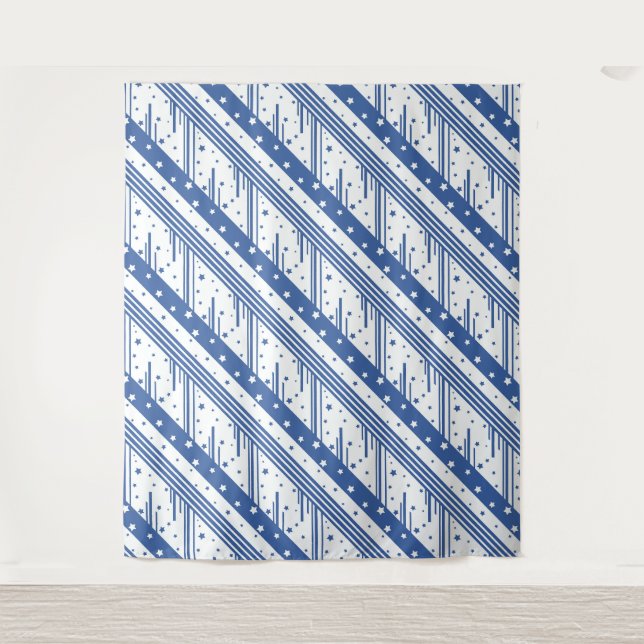 Abstract blue and white tapestry (Front)