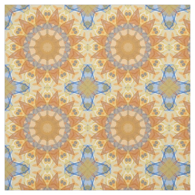 Abstract Blue and Yellow - Geometric Fabric (Swatch)