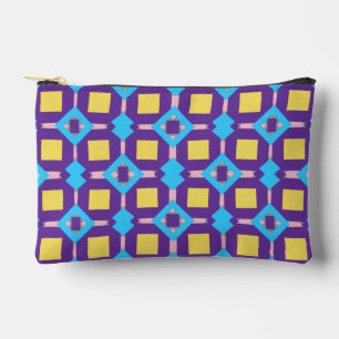 Abstract Blue and Yellow Pattern with Squares Accessory Pouch