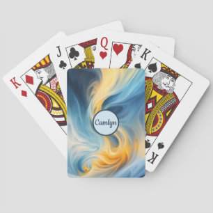 Abstract Blue and Yellow Smoke Playing Cards