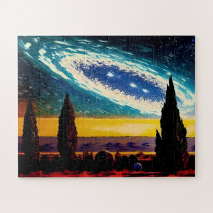 Abstract Blue Aqua Yellow Sky Fun Scene Jigsaw Puzzle