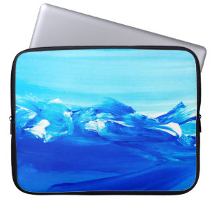 Abstract blue art painting background. Modern art. Laptop Sleeve