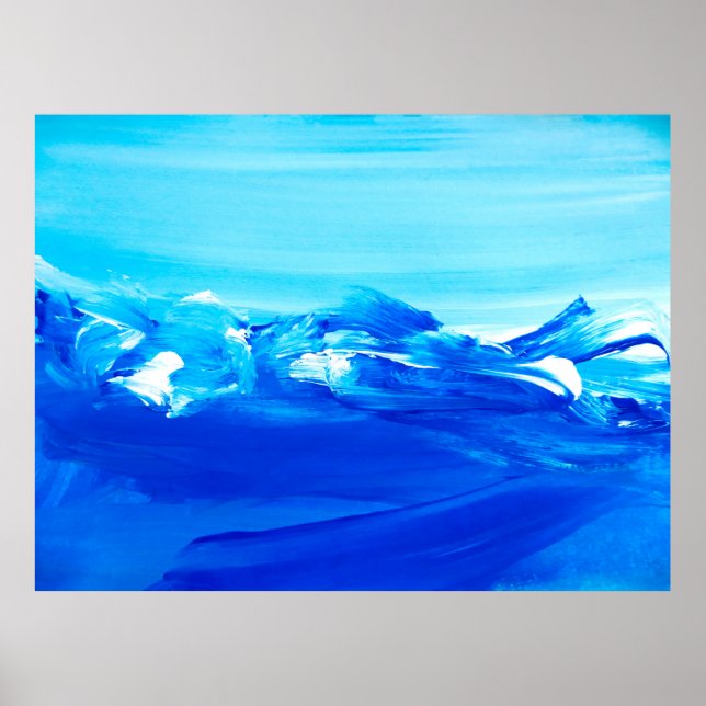 Abstract blue art painting background. Modern art. Poster (Front)