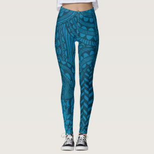 Abstract Blue Art Pattern Leggings