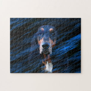 Abstract blue Basset Hound Jigsaw Puzzle