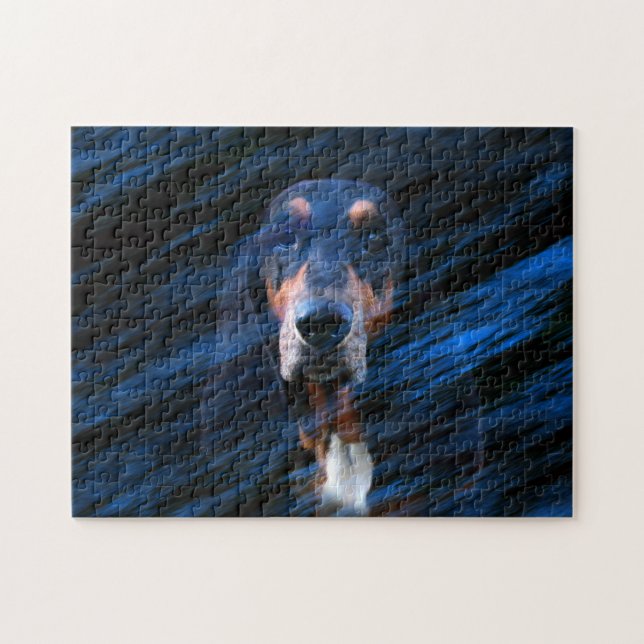 Abstract blue Basset Hound Jigsaw Puzzle (Horizontal)