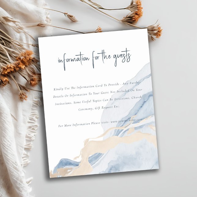 Abstract Blue Beige Coastal Beach Wedding Detail Enclosure Card (Creator Uploaded)