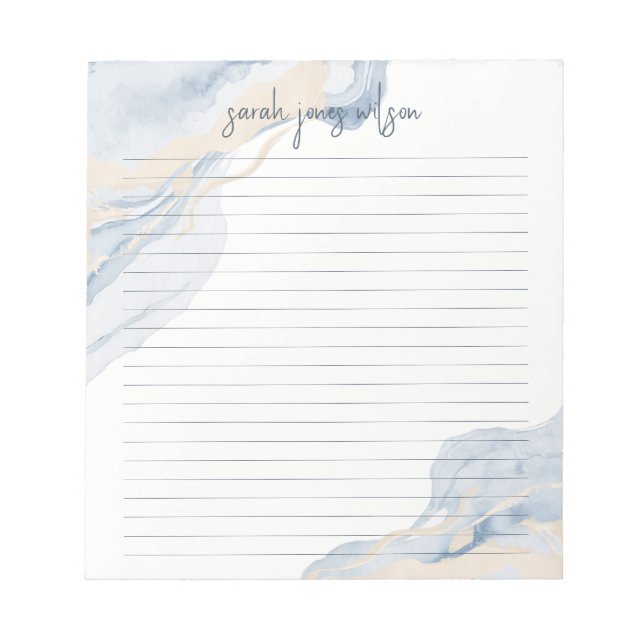 Abstract Blue Beige Coastal Watercolor Notepad (Front)