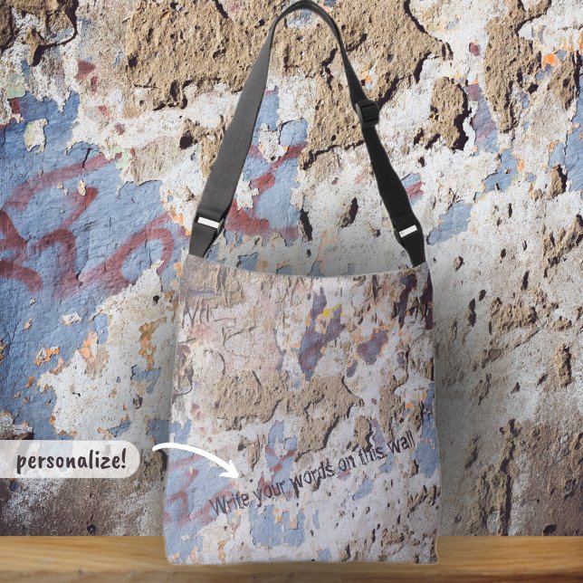 Abstract blue & beige (cracked wall) crossbody bag (Creator Uploaded)