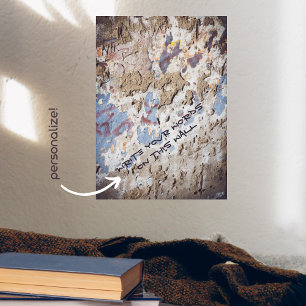 Abstract blue & beige (cracked wall) poster