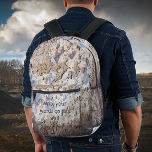 Abstract blue & beige (cracked wall)  poster printed backpack
