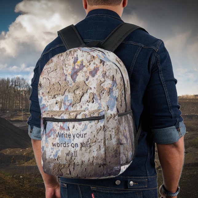 Abstract blue & beige (cracked wall)  poster printed backpack (Creator Uploaded)