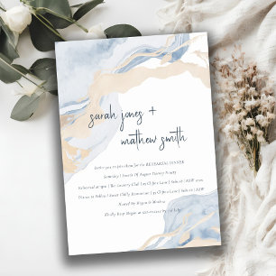 Abstract Blue Beige Sea Beach Rehearsal Dinner Invitation
