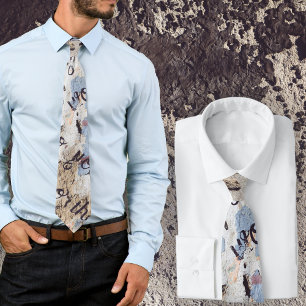 Abstract blue & beige tie