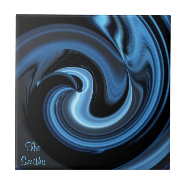 Abstract Blue Bird *personalise* Ceramic Tile (Front)