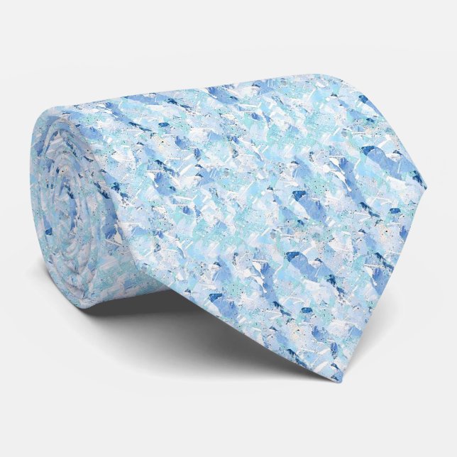 Abstract Blue Birds Neck Tie (Rolled)
