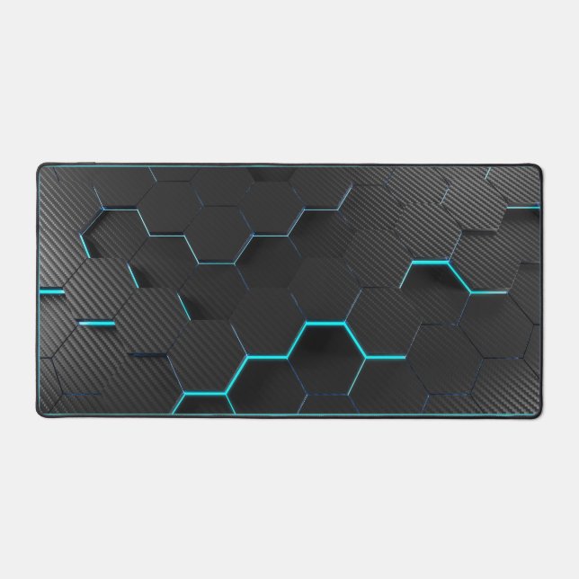 Abstract Blue/Black Desk Mat! Desk Mat (Front)