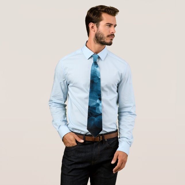 Abstract Blue Bokeh Pattern Men's Tie (In Situ)