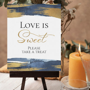 Abstract Blue Bridal Shower Love Is Sweet Sign