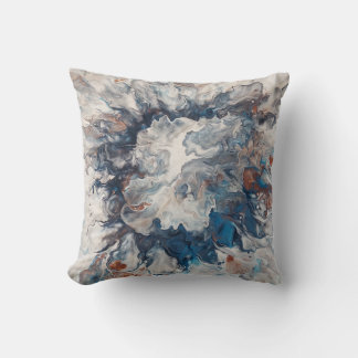 Abstract Blue Bronze Grey Cream Decorative Cushion