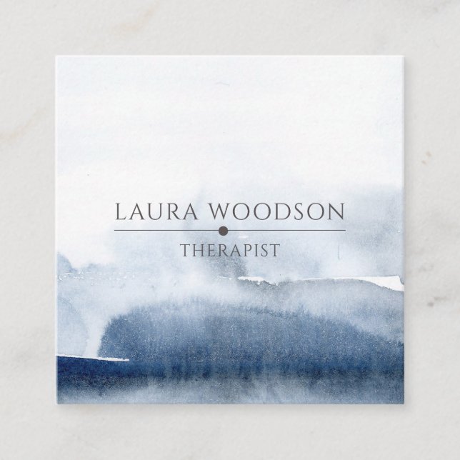 Abstract Blue Brush Stroke Therapist Business Card (Front)