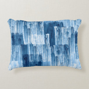 Abstract blue brushstrokes painting pattern decorative cushion