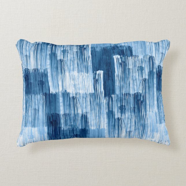 Abstract blue brushstrokes painting pattern decorative cushion (Front)
