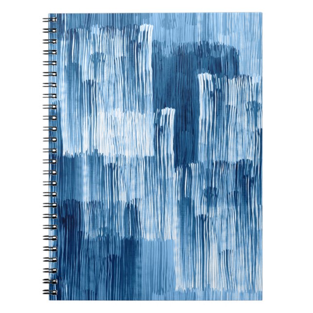 Abstract blue brushstrokes painting pattern notebook (Front)
