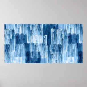 Abstract blue brushstrokes painting pattern poster