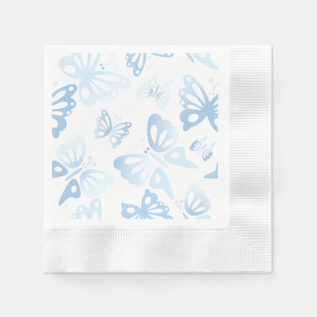 Abstract Blue Butterfly Print Pattern Napkin (Front)