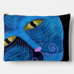 Abstract Blue Cat Face Accessory Pouch