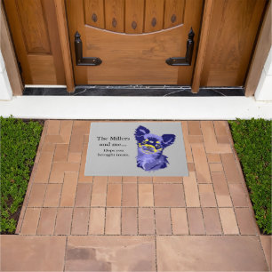 Abstract Blue Chihuahua  Doormat