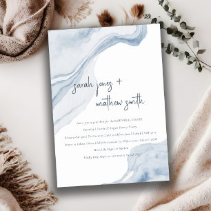 Abstract Blue Coastal Sea Beach Rehearsal Dinner Invitation