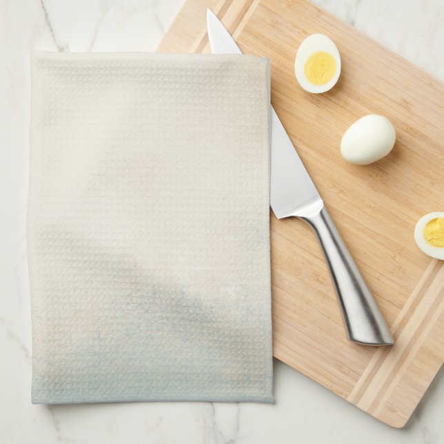 Abstract Blue Cream And Gold Art Tea Towel (Quarter Fold)