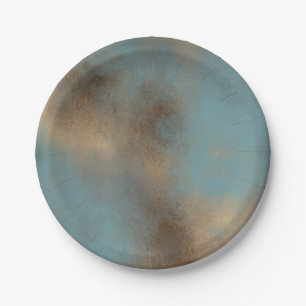 Abstract Blue Cream Art Paper Plate
