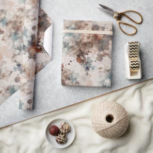 Abstract Blue Cream Brown Birthday Wrapping Paper