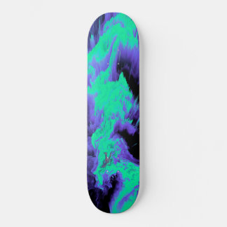 Abstract Blue, Cyan and Black Fluid Pattern Skateboard